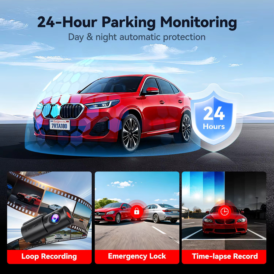 REDTIGER A1 4K Mini Dashcam in Schwarz mit WLAN, App-Steuerung, Nachtsicht und 24-Stunden-Parkmodus - Bild 3