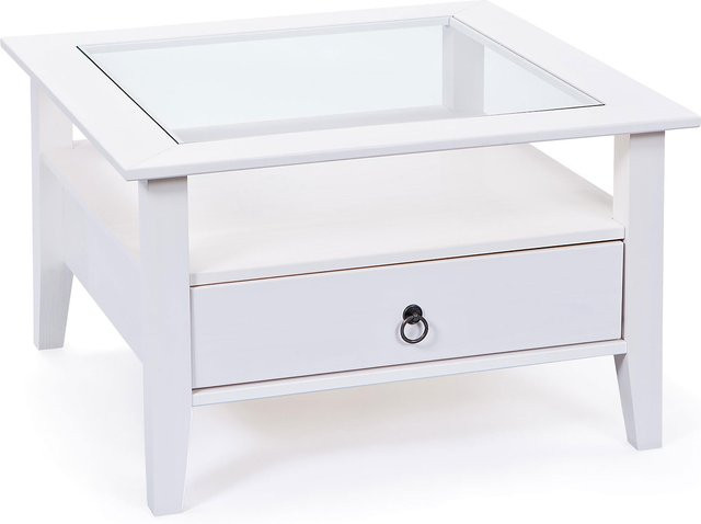 Inter Link Couchtisch mit Sicherheitsglas und Schubladen in Weiss, B/T/H: 75 x 75 x 45 cm - Bild 1