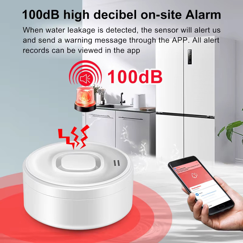 Tuya WiFi Smart Wasserlecksensor mit 100dB Alarm und SmartLife APP App-Steuerung, Weiß - Bild 3