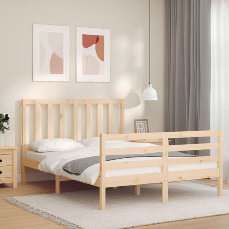 Massivholzbett aus Kiefer in Braun, B/T/H: 120 x 200 x 125,5 x 205,5 cm, vidaxl - Bild 1