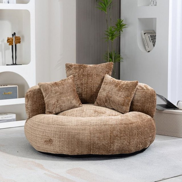 MUVOE Lazy Boy Sofa aus braunem Chenille mit hoher Rückenlehne - Bild 1