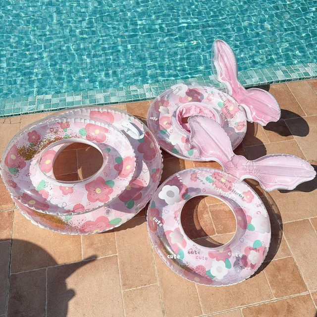 CatXaa Pailletten-Meerjungfrauen-Lenkrad-Schwimmring mit Babysitz, Wasserspielzeug, mit Spray - Bild 1