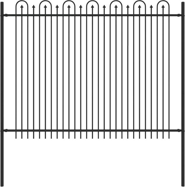 vidaXL Spitzenbogenzaun aus pulverbeschichtetem Stahl in Schwarz, B/H: 200 x 200 cm - Bild 1