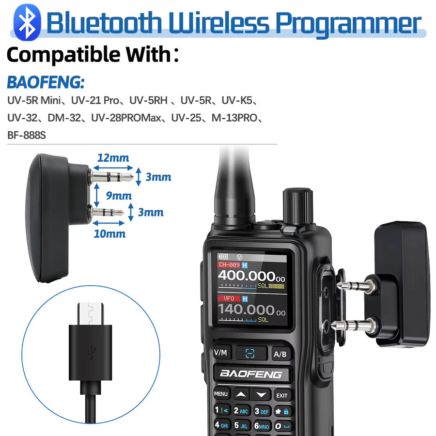 Baofeng Bluetooth-Programmiergerät für Walkie-Talkies in Schwarz zur App-Steuerung für BF-888S, UV-5R und UV-5R MINI - Bild 5