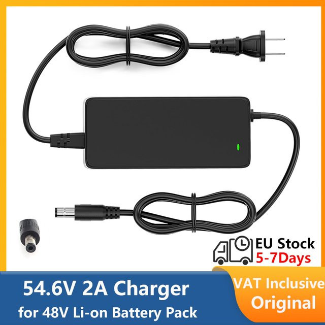Lectric E-Bike Ladegerät 54,6V 2A für 48V Lithium-Batterien mit DC 5,5x2,1mm Anschluss, Schwarz, Schnellladegerät für Lectric XP 1.0/2.0/3.0 - Bild 1