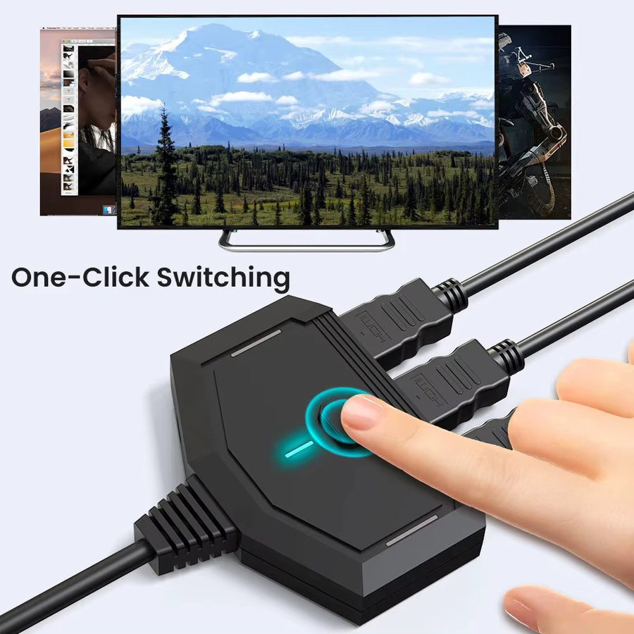 NIERBO HDMI Switcher 3 in 1 Out, 4K und Full HD Unterstützung, HDMI Wahlschalter in Schwarz für Xbox, PS5 und Fire TV mit automatischer und manueller Umschaltung - Bild 3