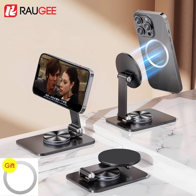 Magnetischer Telefonständer von ragee für Desktop, faltbarer Handyständer mit 360 Grad Rotation, Schwarz - Bild 1