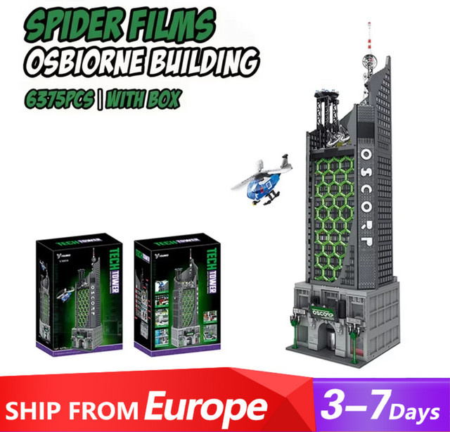 Spider-Films Oscorp Helden-Turm Bausteine, mit Licht, 6375 Teile - Bild 1