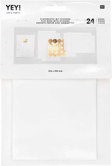 Rico Design Flachbeutel weiß aus Papier, 24 Stück, B: 12,0 cm x H: 18,5 cm - Bild 1