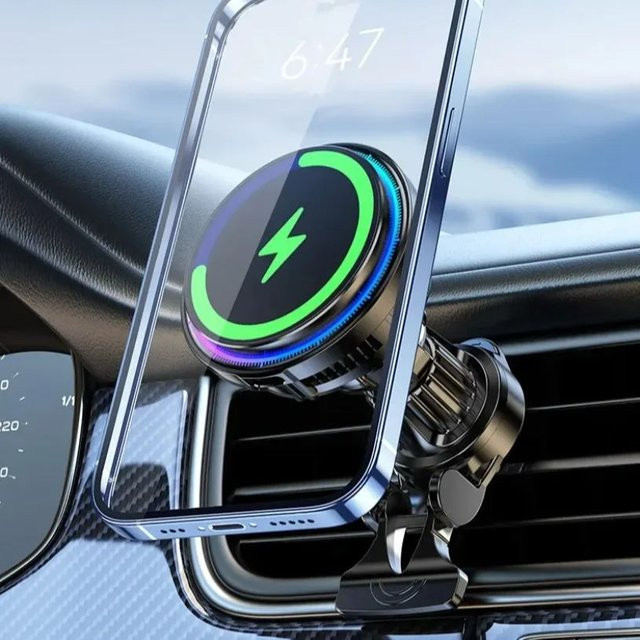 VIKEFON Magnetische Kfz-Ladestation mit Kühlfunktion und Handyhalterung für MagSafe iPhone, Farbe: Schwarz - Bild 1