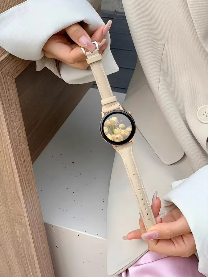 Uhrenarmband Leder, Weiß, Unisex - Bild 3