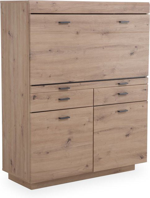 Highboard vito LAVADO in Artisan Eiche Dekor mit Glas, Braun, H x B x T: 98 x 124 x 40 cm - Bild 1