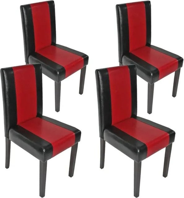 MCW Esszimmerstuhl Littau 4er-Set aus Kunstleder in Schwarz-Rot mit dunklen Beinen - Bild 2