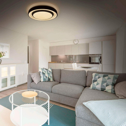 Näve LED-Deckenleuchte Monterey, schwarz, RGB/CCT, dimmbar mit Fernbedienung, Durchmesser: 37,5 cm, Höhe: 6,5 cm - Bild 3