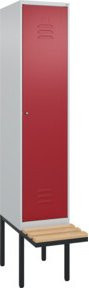 C+P Spind Classic PLUS Garderobenschrank mit Sitzbank, 1 Abteil, Buche-Hartholz, B/H/T: 212 x 81,5 x 40 cm, Zylinderschloss und 4 Garderobenhaken - Bild 1