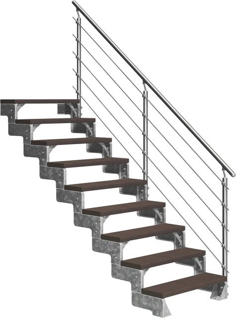 Dolle Außentreppe Gardentop 9 Trimax-Stufen mit Prova-Geländer in Dunkelbraun, Breite: 100 cm - Bild 1