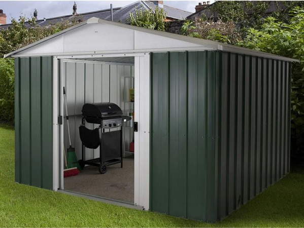 Yardmaster Gerätehaus Bayern 1010GEYZ aus Metall in Grün B x T: 285 x 285 cm