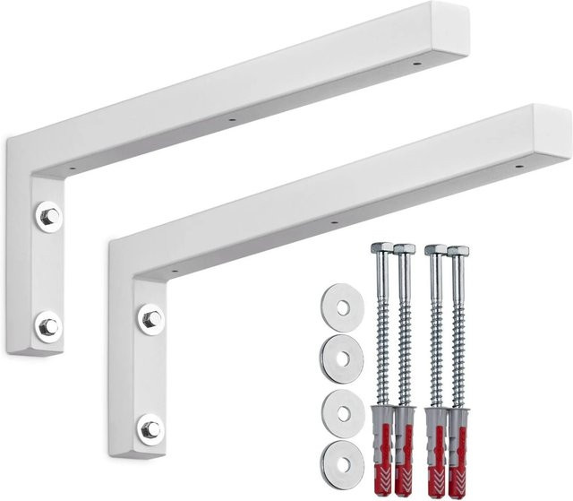 SO-TECH Wandkonsole L-Winkel WK450 aus Metall, 2 Stück, Weiß Matt, B/T/H: 45,0 x 15,0 x 3,0 cm - Bild 1