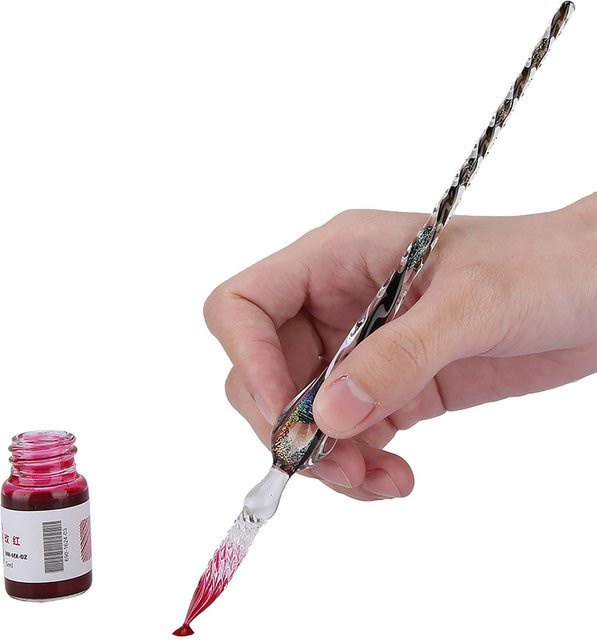 mfySpace Kristall Sternenhimmel Glas Dip Pen Set mit Tintenhalter, Grau, Bunt Shiny - Bild 1