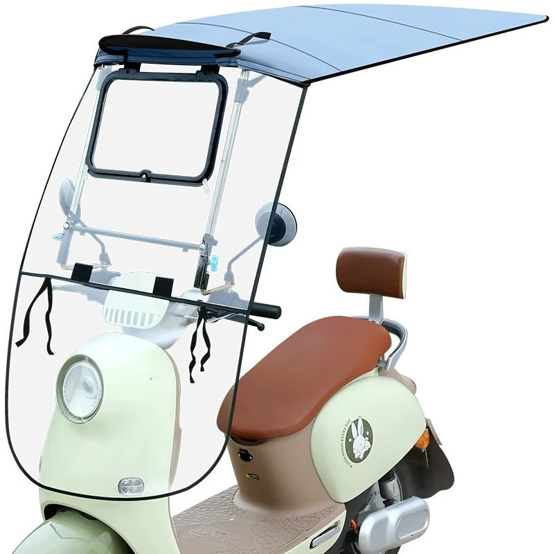 Elektroroller-Überdachung mit Sonnen- und Regenschutz in Blau, ausziehbare E-Bike-Überdachung und abnehmbare Motorradabdeckung - Bild 5