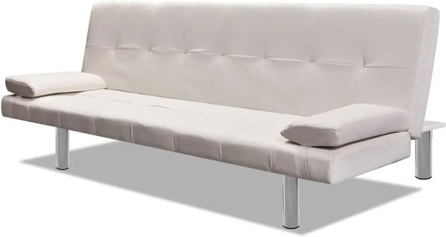 vidaXL Schlafsofa Click-Clack aus Kunstleder mit Holzrahmen in Cremeweiß, B/T/H: 82 x 168 x 77 cm - Bild 1