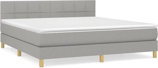 vidaXL Boxspringbett mit Matratze Hybrid-Design in Hellgrau, B/T/H: 180 x 200 cm - Bild 1