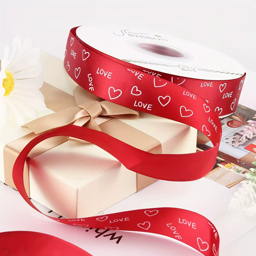 DUTRIEUX Herzband Rot aus Polyester für Valentinstag und Hochzeitsdekoration, 36,5 m Rolle - Bild 3