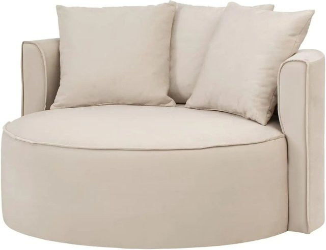 XXL-Sessel Isalie in Samtoptik von AMD Möbel, Farbe Creme/Beige - Bild 1