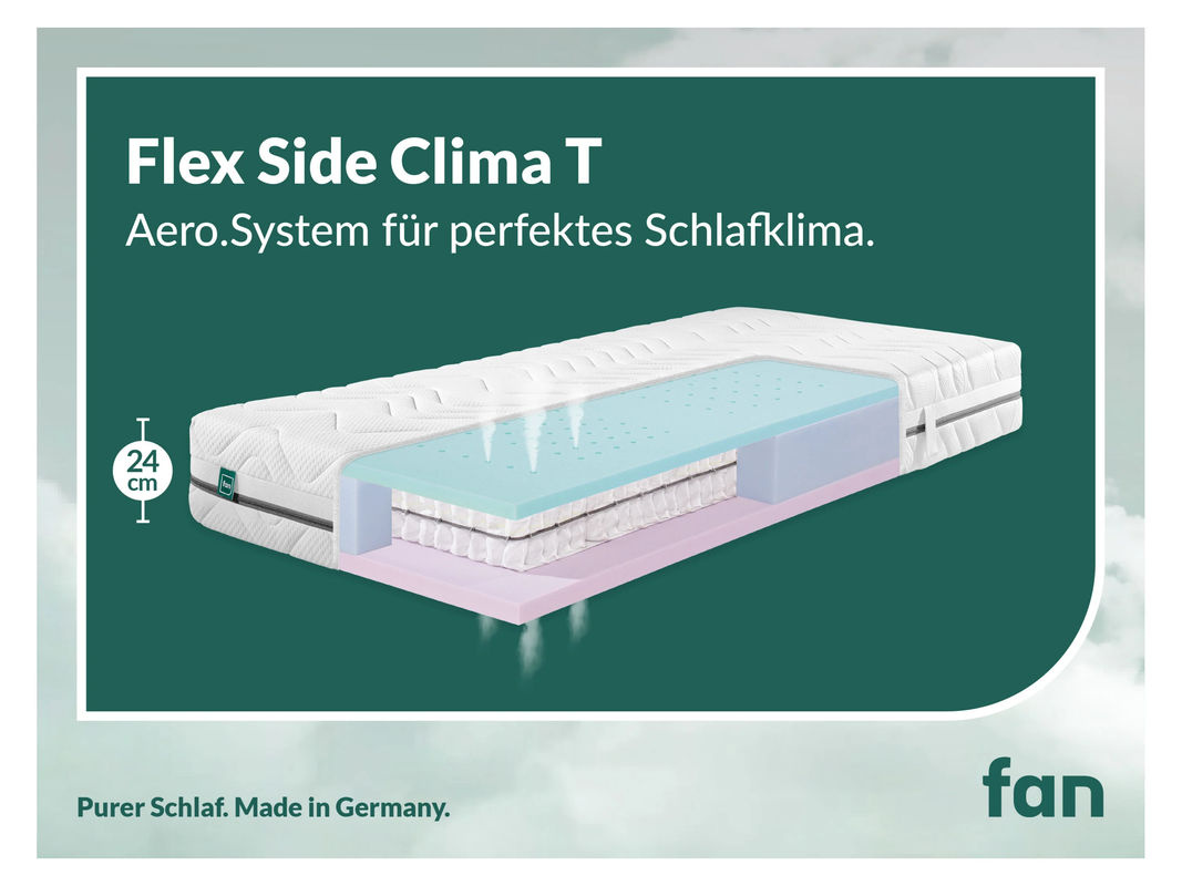 f.a.n. 7-Zonen-Tonnentaschenfederkern-Matratze Flex Side Clima T, Farbe: Weiß, B/T: 80 x 200 cm - Bild 2