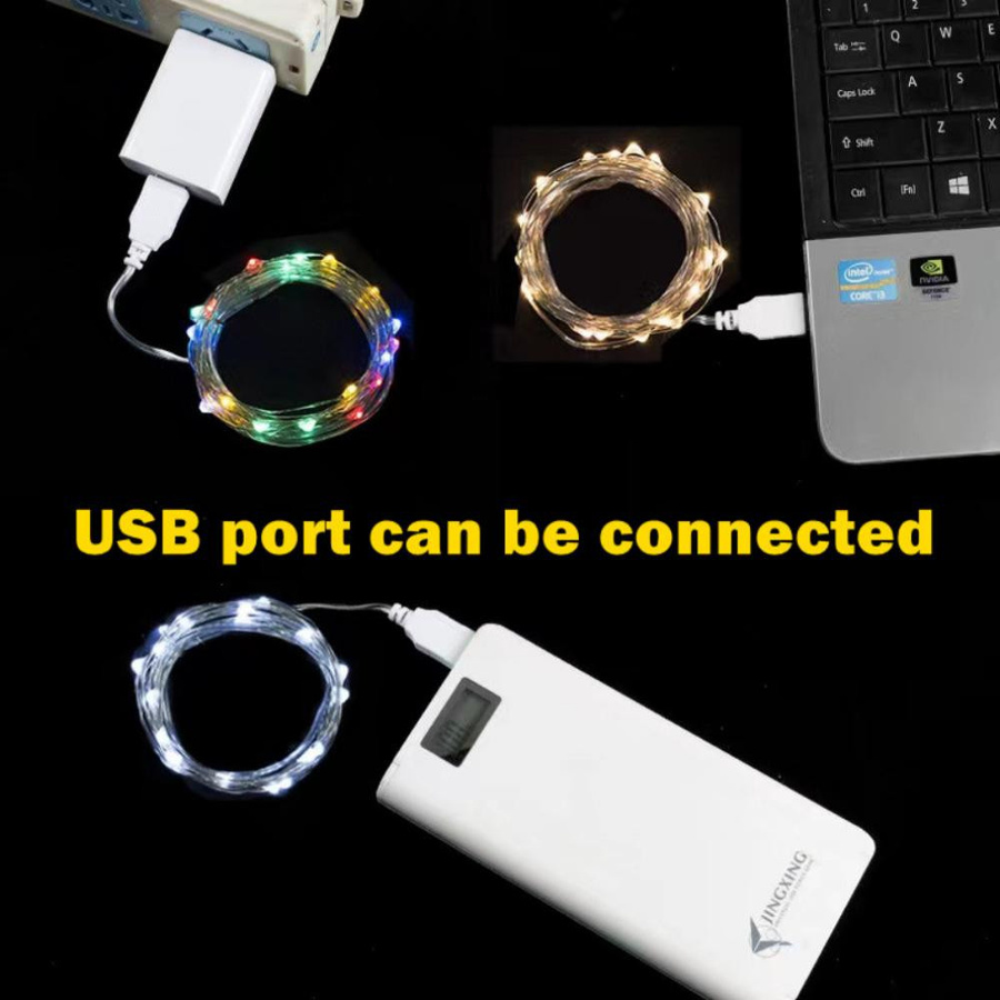 OuuZuu USB LED Lichterkette mit Kupferdraht in Silber und Rot für Weihnachten, Hochzeit und Party, wasserdicht für Innen- und Außenbereich - Bild 7