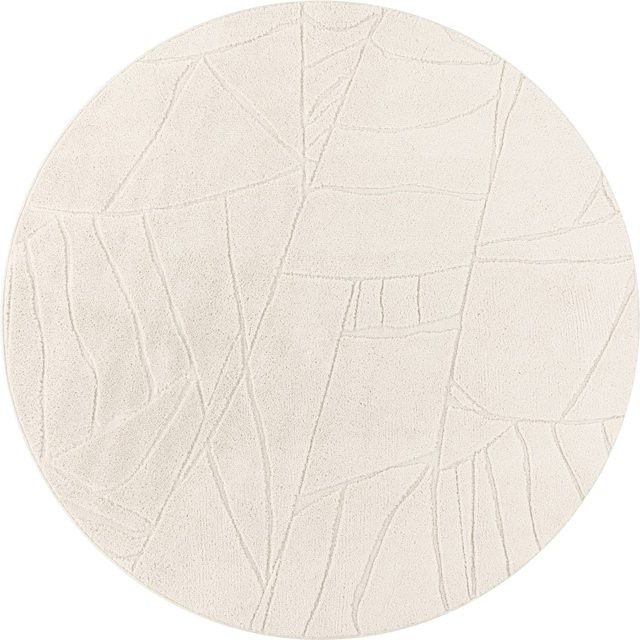 Runder Teppich Tokko in Beige mit abstraktem Muster und Hoch-Tief-Effekt, Durchmesser: 160 cm - Bild 1