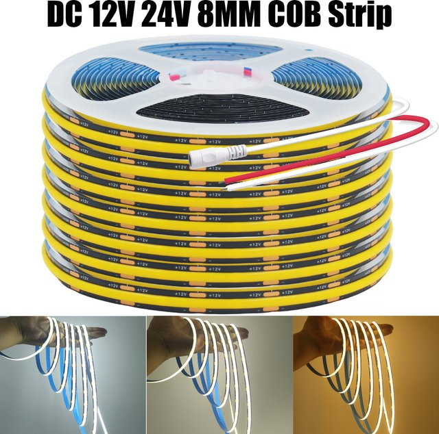 GAHADA COB-LED-Streifen mit schwarzer Leiterplatte, flexibles LED-Band mit 320 LEDs für lineare Beleuchtung, 8 mm Breite - Bild 1