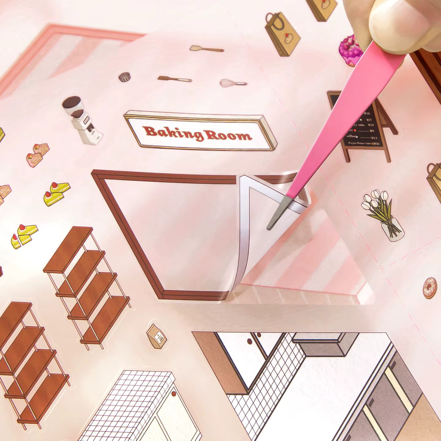 3D-Miniatur-Landschaftsaufkleber für DIY-Scrapbooks und Kunstwerke in Pink und Multicolour aus Papier - Bild 2