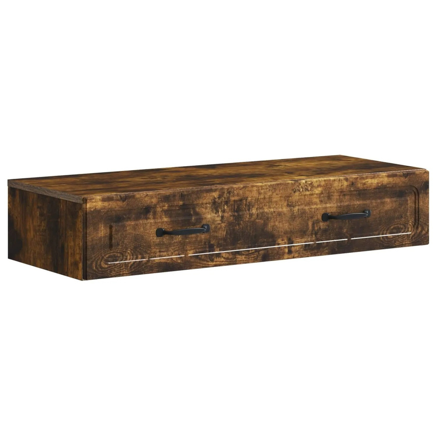 vidaXL Wandmontierter Beistelltisch aus Holzwerkstoff in Geräuchert Eiche, Braun, B/T/H: 60,0 x 34,5 x 34,5 cm - Bild 2