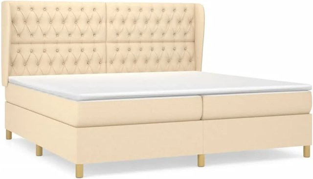 vidaXL Boxspringbett mit Matratze Hybrid-System, Farbe: Beige, B/T: 200 x 200 cm - Bild 1