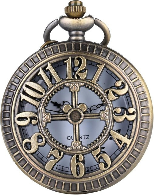 JBAILI Taschenuhr Halskette, Quarz, Messing, Bronze, Unisex - Bild 1