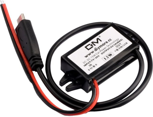 Aideepen USB-C 15W Step-down Modul DC Buck Converter, Wasserdichte Stromversorgung von DC 8-20V auf DC 5V/3A, Schwarz - Bild 1