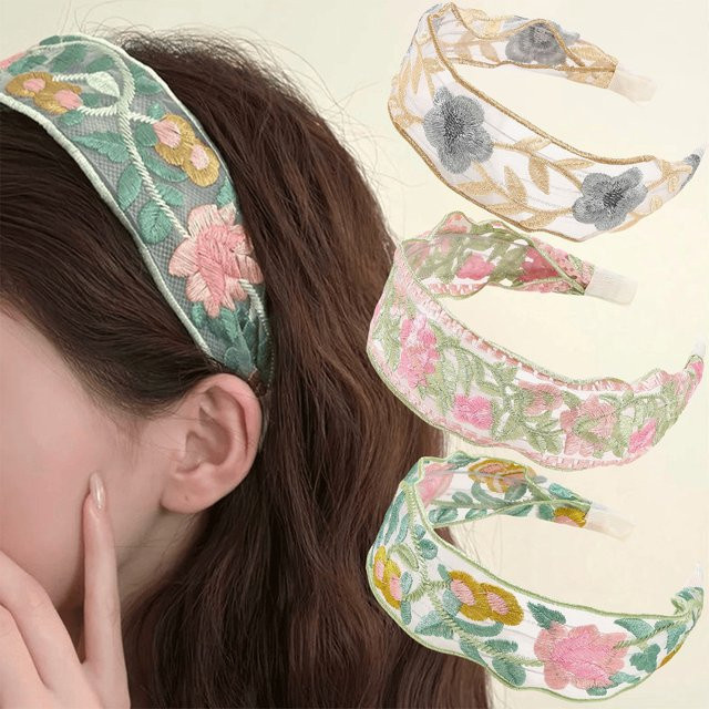 FORWOT Haarband Chiffon Stickerei Blume, Damen - Bild 1