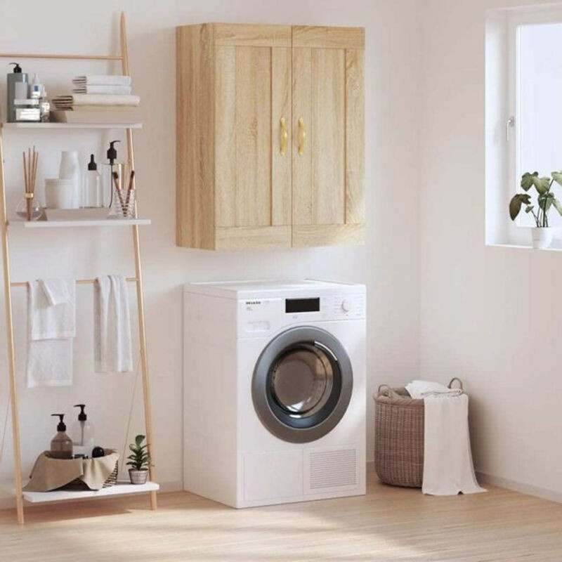 Vidaxl Wandschrank Sonoma-Eiche in Eiche Natur mit Drehtüren, B/T/H: 69,5 x 34 x 90 cm - Bild 1