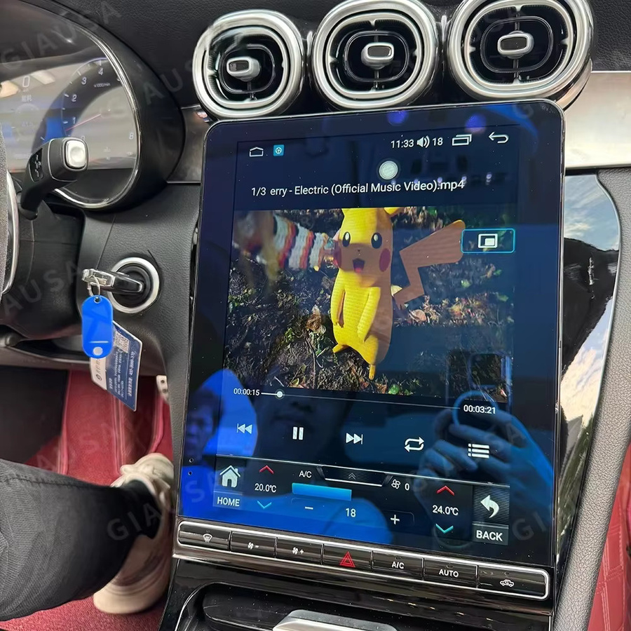 YANFU Android Auto und CarPlay Autoradio mit 12,1 Zoll Bildschirm und GPS Navigation für Mercedes Benz GLC X253/C253 C W205, Schwarz - Bild 4
