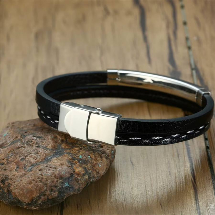 prjewel Armband Leder, Edelstahl, Unisex - Bild 5