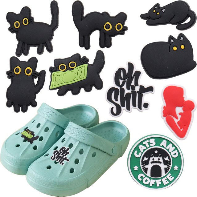 Happye&TiTi Schuh Charms, Schwarze Katze, Grüne Augen, Kinder, Frauen - Bild 1