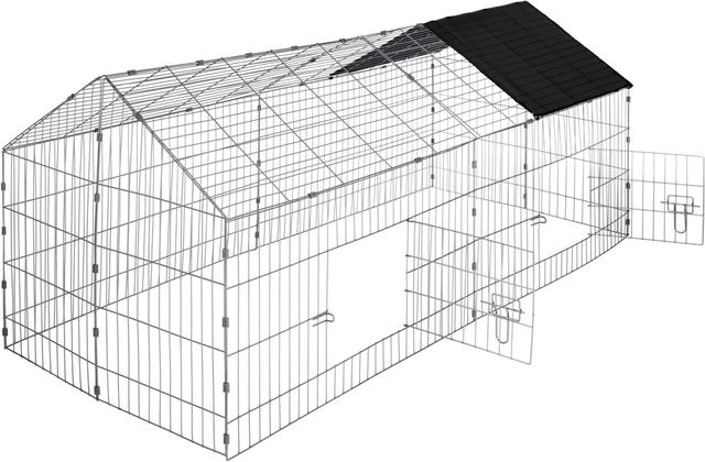 tectake Freilaufgehege für Kaninchen aus 12 Gitterelementen mit Sonnenschutz, Schwarz, B/T/H: 180 x 75 x 75 cm - Bild 2