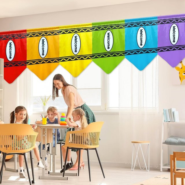 AFYPRTY 6er Set bunte Bleistift-Girlanden als Partydekoration für den Schulanfang und zur Wandgestaltung, Mehrfarbig - Bild 1