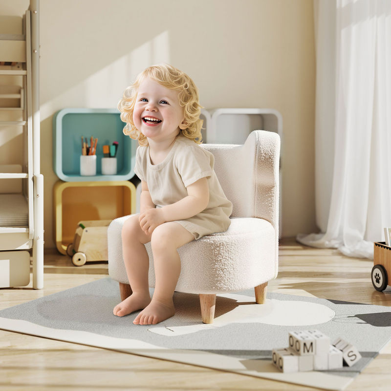 Aosom AIYAPLAY Kindersessel in Bärenform mit Teddyfleece-Optik und Holzbeinen, Beige - Bild 2