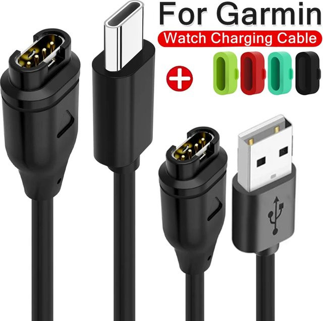 USB-C Schnellladekabel für Garmin Fenix 8, 7, 6S Pro und 5X Smartwatch in Schwarz - Bild 1