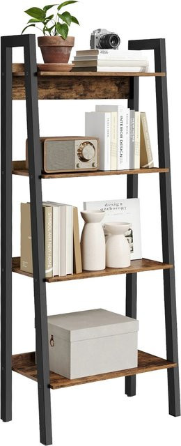 Songmics Bücherregal Barnet mit 4 Böden im Industrie-Design, Schwarz-Braun - Bild 1