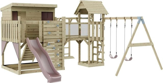 OutdoorToys Spielturm Johanna mit Kinderschaukel in Pink - Bild 1
