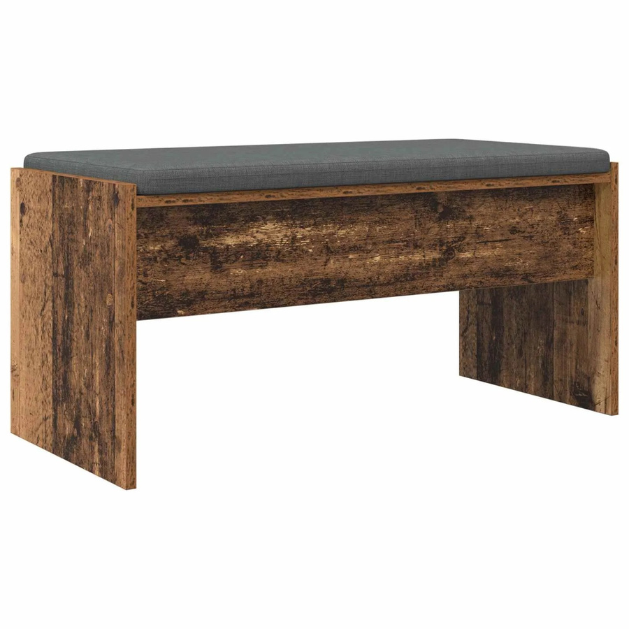 vidaXL Flurbank mit Kissen in Altholz-Optik und braunem Stoff, B/T/H: 83 x 38 x 40 cm - Bild 2