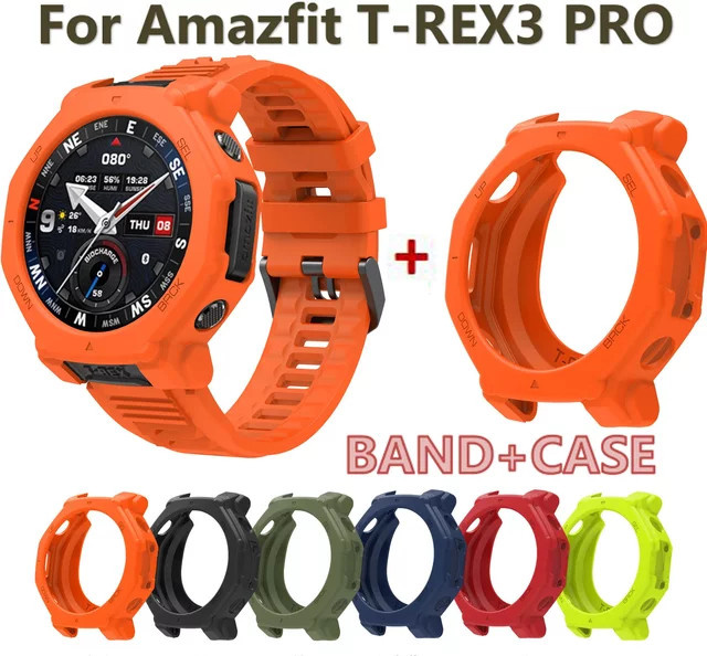 Indekos Silikonhülle und Smart-Armband für Amazfit T-Rex3 Pro in Schwarz - Bild 1